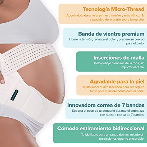 BABYGO 4-1 Cinturón Apoyo Embarazada, Maternidad Faja, Premamá Banda - para Espalda, Pelvis, Caderas, Abdominals, Disfunción el Pubis de la Sínfisis, Ciática con Manual S Blanco