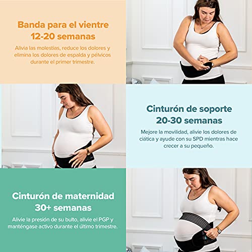 BABYGO 4-1 Cinturón Apoyo Embarazada, Maternidad Faja, Premamá Banda - para Espalda, Pelvis, Caderas, Abdominals, Disfunción el Pubis de la Sínfisis, Ciática con Manual S Blanco