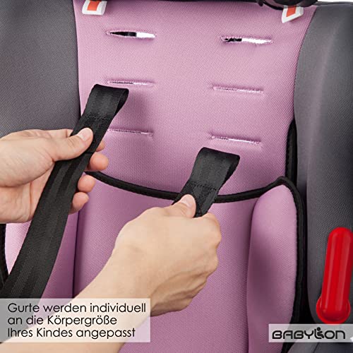 BABYLON Silla Coche Grupo 1 2 3 Planet. Silla coche para Niños 9-36 kg,silla coche bebe (1 a 12 años).Silla bebe coche sin isofix ECE R44 /0 gris/violeta claro