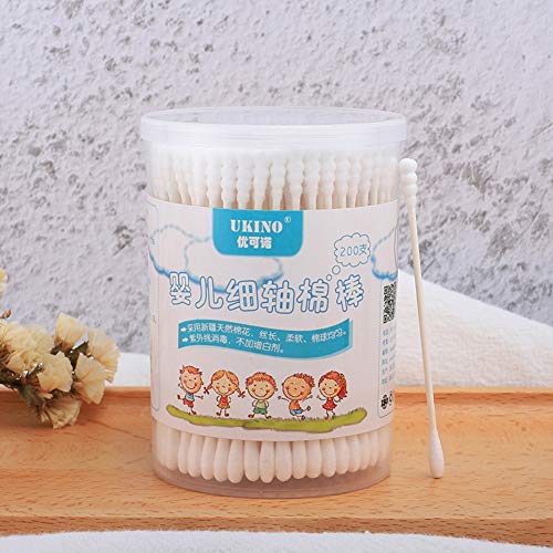 Balight Baby Care Bastoncillo de algodón de doble uso Nariz del oído del bebé Navel Clean Thin Shaft Sanitary Cotton Stick 200 Sticks 200 pcs