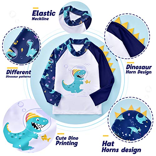 Bañadores para Bebé Niño Dinosaurios Traje de baño de 3 Pieza Rashguard Conjunto (Armada, 18-24 Meses)