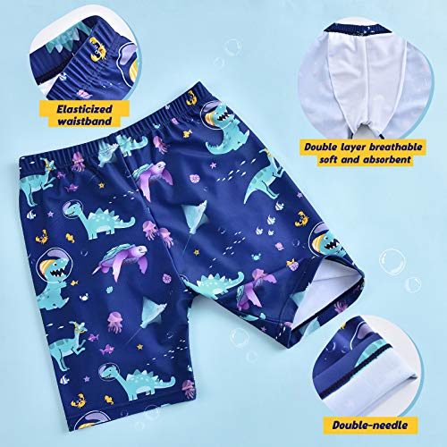 Bañadores para Bebé Niño Dinosaurios Traje de baño de 3 Pieza Rashguard Conjunto (Armada, 18-24 Meses)