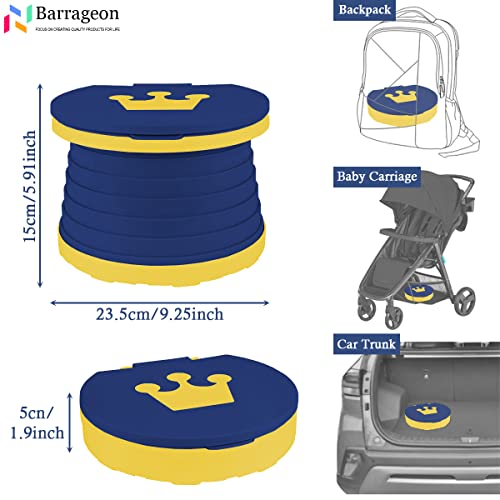 Barrageon Bebé Inodoro Plegables Portátil Reductor WC Entrenamiento Silla Orinal Exterior Interior Viajes Largos Acampar Niña Niños Con Respaldo Cámping Carro Comodidad Fácil De limpiar (Azul)