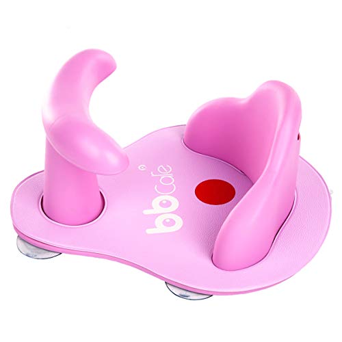 BBCare® Asiento de Baño y Mini Alfombrilla Suave con Indicador de Agua Caliente Seguro para Bebés-Rosa