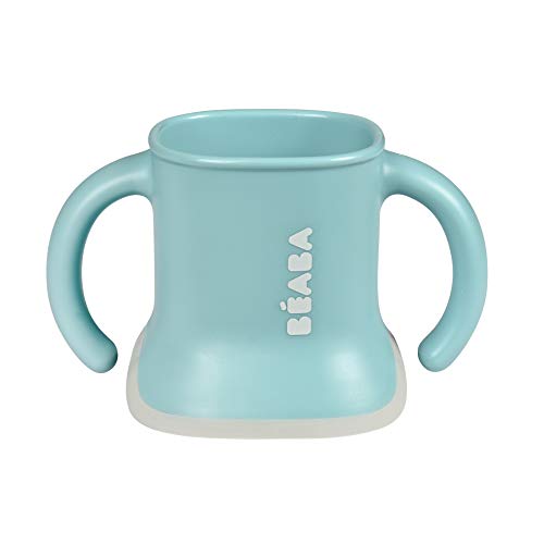 BÉABA Taza de Aprendizaje para Bebés, Función de Biberón/Agua/Taza, A Prueba de Fugas, Fácil Agarre, Ergonómico, Pajita, Evoluclip 3 en 1, Tapa, Azul