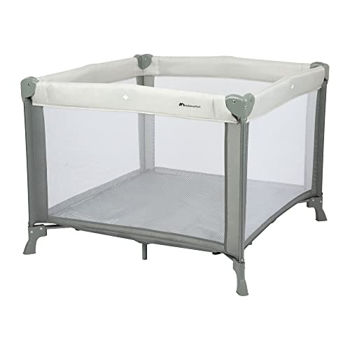 Bebe Confort Circus Parque para bebé, cuna de viaje, cama infantil, espacioso y bien ventilado con dimensiones 100 x 100 x 76 cm, cierre compacto y bolsa de transporte, color Warm Grey (Multi)