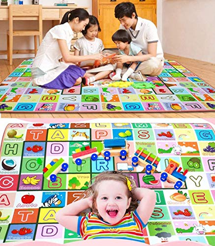 Bebé Crawl Mat Niños Playmat, Alfombra Espuma Alfombra de Juegos para Bebes Alfabeto Animales,Niño Que Juega Alfombra Picnic Blanke 150x180x0.5cm