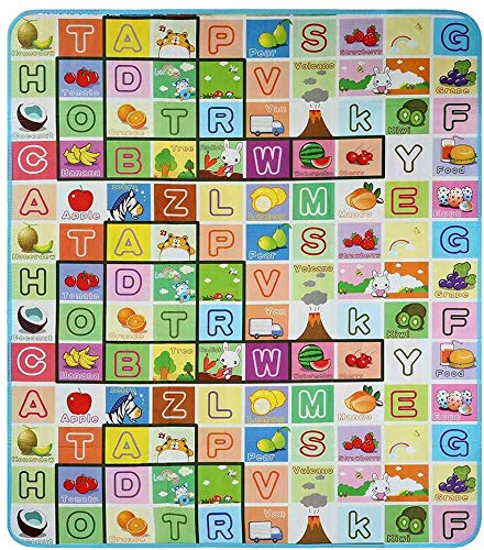 Bebé Crawl Mat Niños Playmat, Alfombra Espuma Alfombra de Juegos para Bebes Alfabeto Animales,Niño Que Juega Alfombra Picnic Blanke 150x180x0.5cm