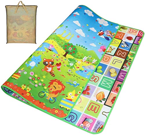 Bebé Crawl Mat Niños Playmat, Alfombra Espuma Alfombra de Juegos para Bebes Alfabeto Animales,Niño Que Juega Alfombra Picnic Blanke 150x180x0.5cm