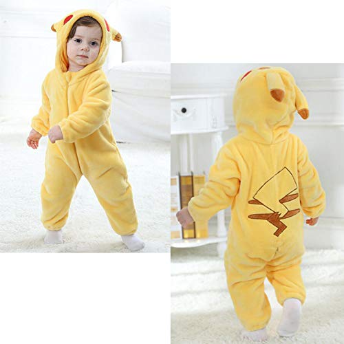 Bebé Invierno Peleles Infantil Mameluco Recién Nacido Monos Niños Abrigo Ropa Una Pieza Pijamas Niñas Trajes Disfraces (Pikachu,59cm)