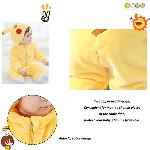 Bebé Invierno Peleles Infantil Mameluco Recién Nacido Monos Niños Abrigo Ropa Una Pieza Pijamas Niñas Trajes Disfraces (Pikachu,59cm)