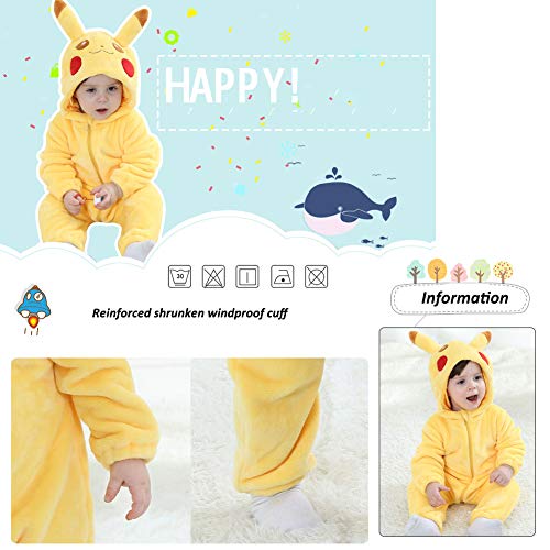 Bebé Invierno Peleles Infantil Mameluco Recién Nacido Monos Niños Abrigo Ropa Una Pieza Pijamas Niñas Trajes Disfraces (Pikachu,59cm)