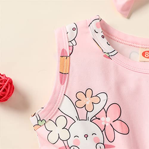 Bebé Niña Vestido sin Manga para Pascua Vestido de Princesa con Estampado de Conejos y Capas de Tul Vestido Lindo de Cuello Redondo para Niña Pequeña (Rosa, 3-4 Años)