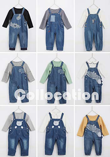 Bebé Niños Niñas Pantalones con Peto Denim Algodón Pantalón con Peto Vaqueros Overol Jeans con Tirante Delgado para Primavera Verano - Patrón Koala y árbol Talla 74/80