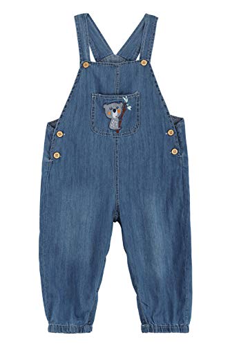 Bebé Niños Niñas Pantalones con Peto Denim Algodón Pantalón con Peto Vaqueros Overol Jeans con Tirante Delgado para Primavera Verano - Patrón Koala y árbol Talla 74/80