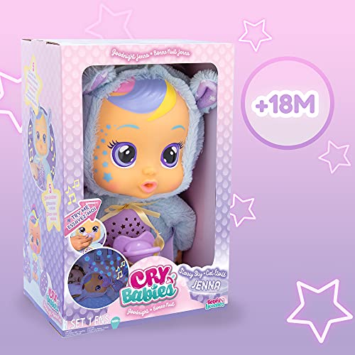 BEBÉS LLORONES Goodnight Starry Sky Jenna | Suave muñeca quitamiedos para Dormir + Buenas Noches Coney Muñeca con Luz Nocturna y Melodías