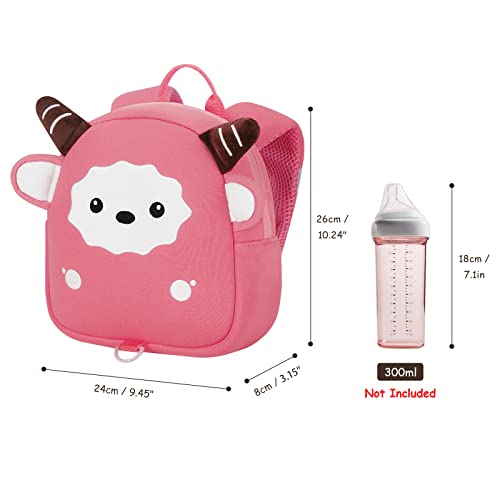 BEBOAN Mochila para niños pequeños con riendas antipérdidas de seguridad y correa para el pecho, mochila con etiqueta de nombre para niños y niñas, rosa, L