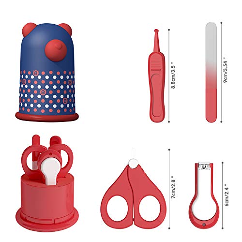 BelonLink Juego de cortaúñas para bebé, Juego de pedicura para bebé, 4 en 1 Kit de aseo para bebé, Juego de cuidado para guardería con tijera de seguridad + Lima para uñas + Pinzas (Bear)