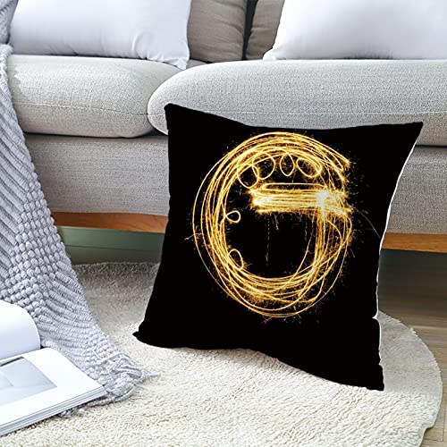 Beydodo Fundas Cojines,Letra I,Fundas Cojines 45x45 Fundas de Cojín Decorativo Negro Oro