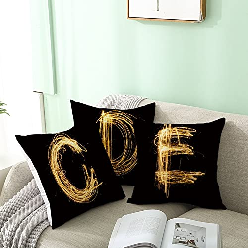 Beydodo Fundas Cojines,Letra I,Fundas Cojines 45x45 Fundas de Cojín Decorativo Negro Oro