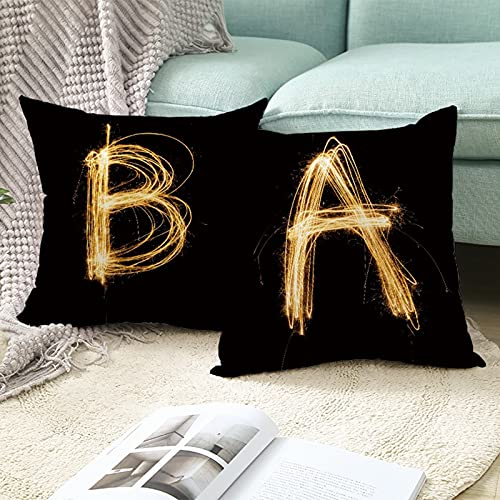 Beydodo Fundas Cojines,Letra I,Fundas Cojines 45x45 Fundas de Cojín Decorativo Negro Oro