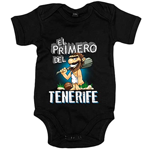 Body bebé frase el primero del Tenerife para hincha de su equipo de fútbol - Negro, Talla única 12 meses