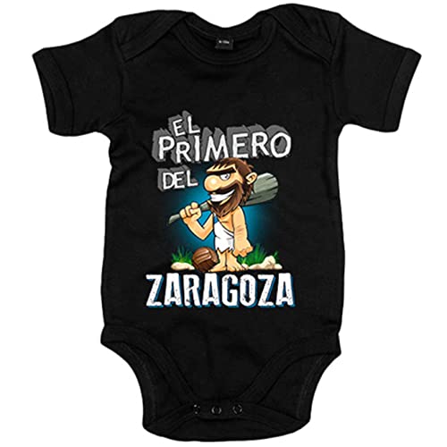 Body bebé frase el primero del Zaragoza para hincha de su equipo de fútbol - Negro, Talla única 12 meses