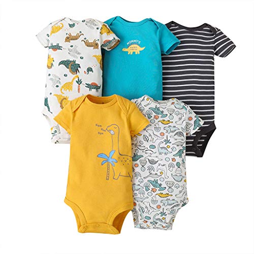 Body Bebé-Niños Pack de 5 - Mono Mameluco Manga Corta para Trajes Baño Ropa de Verano Algodón Pelele 12-18 Meses