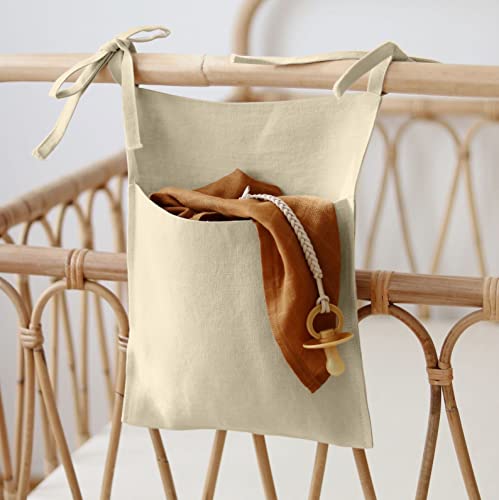 Bolsa de almacenamiento para cuna de bebé, ropa de cama, bolsillo para colgar, cuarto de bebé, cuna, organizador de cama, para ropa, pañales, baberos, juguetes molares (color beige)