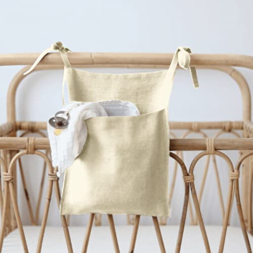 Bolsa de almacenamiento para cuna de bebé, ropa de cama, bolsillo para colgar, cuarto de bebé, cuna, organizador de cama, para ropa, pañales, baberos, juguetes molares (color beige)