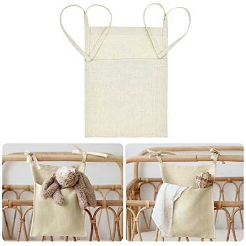 Bolsa de almacenamiento para cuna de bebé, ropa de cama, bolsillo para colgar, cuarto de bebé, cuna, organizador de cama, para ropa, pañales, baberos, juguetes molares (color beige)