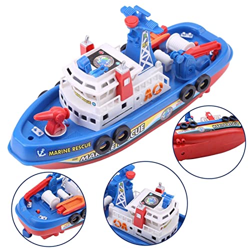 BORDSTRACT Barco de Juguete para baño, Modelo de Barco de Bomberos para niños con Sonido y luz de Flash, Barco Flotante de Agua para Ducha