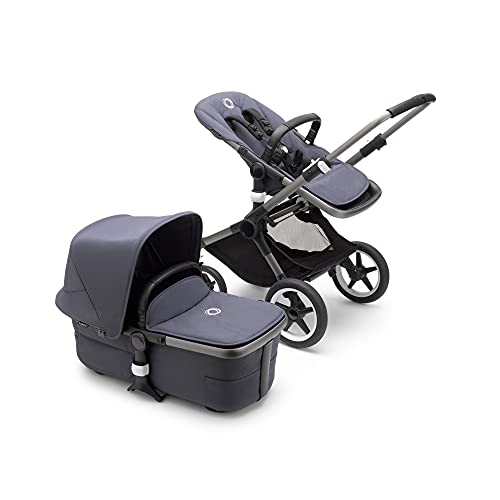 Bugaboo Fox 3, nuestro sistema de viaje 2-en-1 más cómodo: carrito todoterreno, capazo con ventilación avanzada, chasis grafito, capazo y capota Stormy Blue