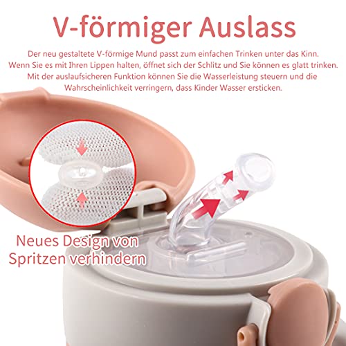 Bunnytoo Vaso de aprendizaje con boquilla 280 ml ,Vaso Entrenamiento Bebé, Taza Para Sorber,Asas para facilitar la sujeción,válvula antigoteo,Sin BPA,A partir de 6 meses,Fácil de limpiar-Albaricoque