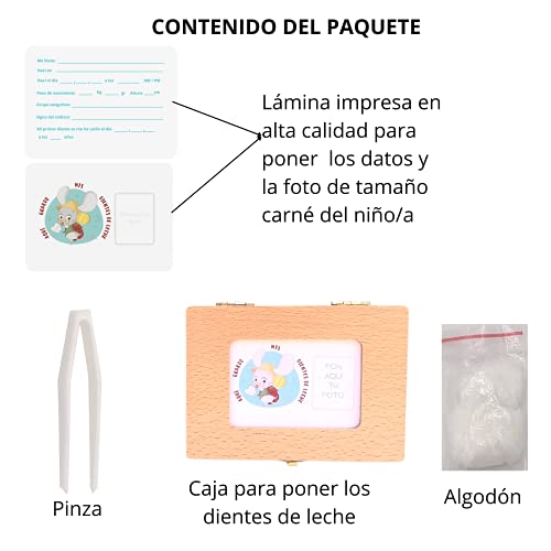 Caja de madera para guardar los dientes de leche El Ratoncito Pérez (Caja ID)