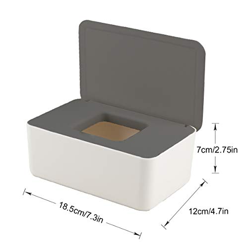 Caja para toallitas húmedas,Caja De Servilletas, ispensador de toallitas de pañal Caja,Dispensador de Toallitas Húmedas y Secas, Caja Portátil De Viaje con Cubierta a Prueba de Polvo (Gris blanco)