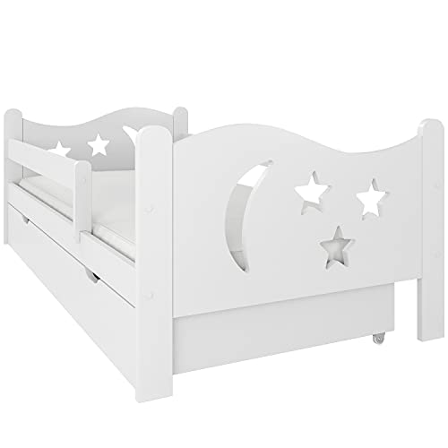 Cama niño Infantil con colchón NeedSleep® | 140x70 140x80 160x80 180x80 | Montessori 2 años | Cama con cajones | Cama Bebe cabeceros Infantiles | Barrera Cama | niña niño (80x160 cm, Blanco)