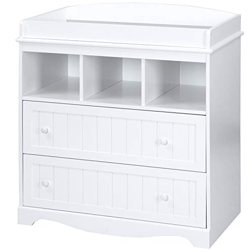 Cambiador – Incluye 2 cajones grandes y 3 compartimentos, 93,5 x 50 x 88 cm, color blanco – cambiador, cambiador, cambiador, mueble para bebé, cómoda para cambiador, organizador