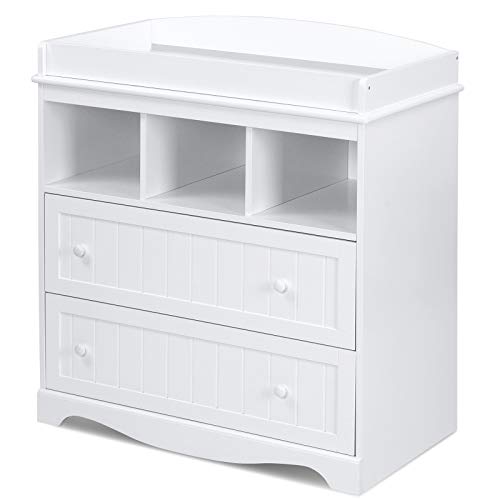 Cambiador – Incluye 2 cajones grandes y 3 compartimentos, 93,5 x 50 x 88 cm, color blanco – cambiador, cambiador, cambiador, mueble para bebé, cómoda para cambiador, organizador