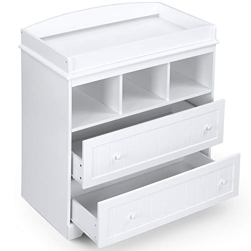 Cambiador – Incluye 2 cajones grandes y 3 compartimentos, 93,5 x 50 x 88 cm, color blanco – cambiador, cambiador, cambiador, mueble para bebé, cómoda para cambiador, organizador