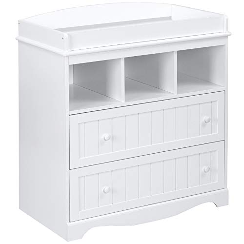 Cambiador – Incluye 2 cajones grandes y 3 compartimentos, 93,5 x 50 x 88 cm, color blanco – cambiador, cambiador, cambiador, mueble para bebé, cómoda para cambiador, organizador