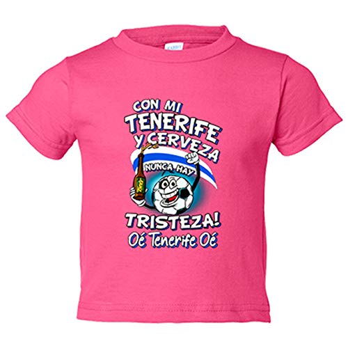 Camiseta bebé frase con mi Tenerife y cerveza nunca hay tristeza para aficionado al fútbol - Rosa, 2 años