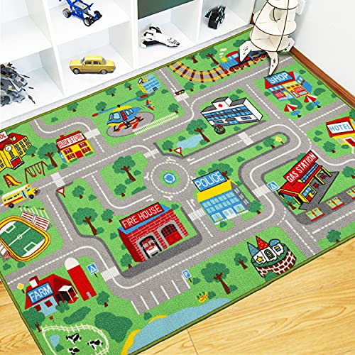 Capslpad Alfombra de juego para niños de 160 x 100 cm, alfombra para niños, alfombra para ejercicio, alfombra educativa, para niños y niñas, dormitorio infantil, sala de juegos