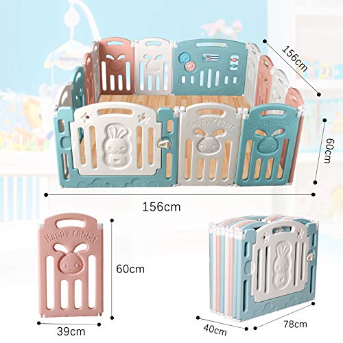 CCLIFE Parque infantil bebe plegable Plástico para Bebés para Niños Corralito Bebe centro de actividades de seguridad centro de actividades de seguridad, Color:14unidades Multicolores Conejito