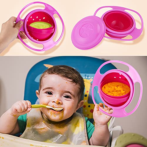 censhaorme Universal tazón de Fuente Gyro Bowl, Anti derrame de Smooth 360 Grados de rotación giroscópica tazón para Bebés y Niños