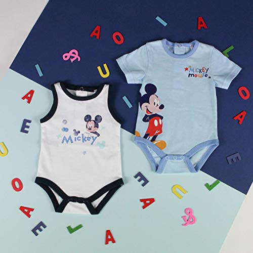 CERDÁ LIFE'S LITTLE MOMENTS 2200006931_T03M-C56 Pack de Regalo Bebe Niño Mickey Mouse, Azul y Blanco, 3 Meses para Bebés