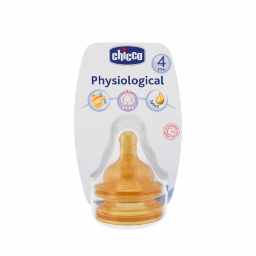 Chicco 81624000000 - Tetinas fisiológicas de caucho con flujo rápido (a partir de 4 meses, 2 unidades)