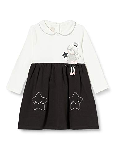 Chicco Abito Manica Lunga 3757 Vestido, Blanco/Negro, 62 cm para Bebés