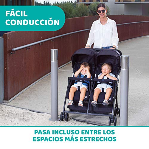 Chicco OHlalà Twin Silla de Paseo Gemelar desde 0 Meses hasta 15 kg para Gemelos y Hermanos, Cochecito Doble Reclinable y Plegable, Muy Ligero, Plegado Compacto, Cubierta para Lluvia - Color Rojo