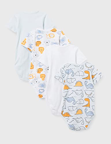 Chicco Set 4 Body Abierto Hombro Manga Corta 11564 Juego de Ropa bebé, Multicolor, 0 Mes (Pack de 4) para Bebés